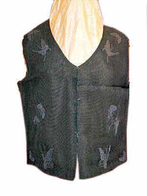 V04 Black color ground Vest embroidered with butterfly.